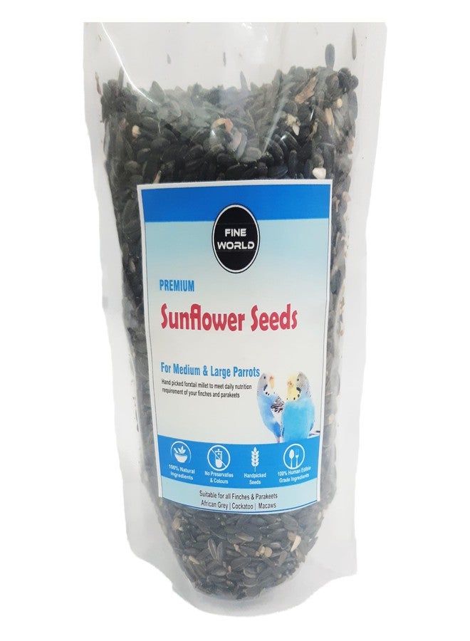 FINEWORLD, Premium Sunflower Seeds for Medium and Large Parrots, Natural Bird Food, 450g, Hand-Picked, No Preservatives, Suitable for Finches, Parakeets, African Grey, Cockatoo, Macaws - Image 1